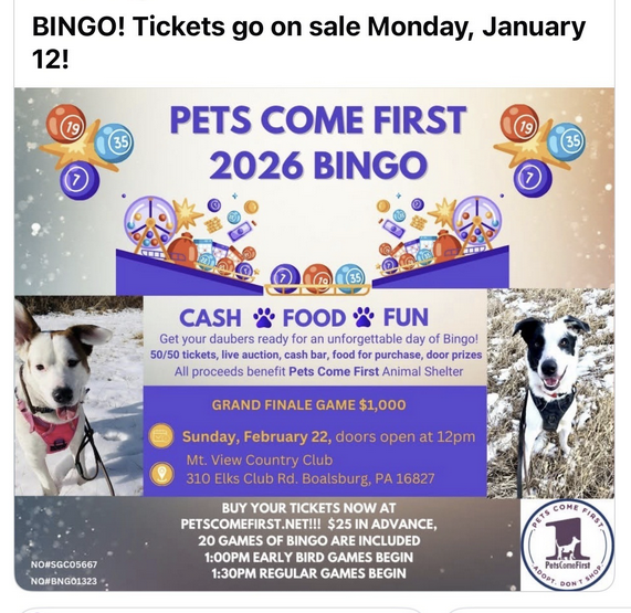 Pets Come First Fundraiser